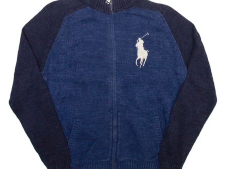 POLO RALPH LAUREN Boys Cardigan Blue Tight Knit L Discount