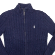 RALPH LAUREN SPORT Womens Cardigan Blue Cable Knit M Online Hot Sale